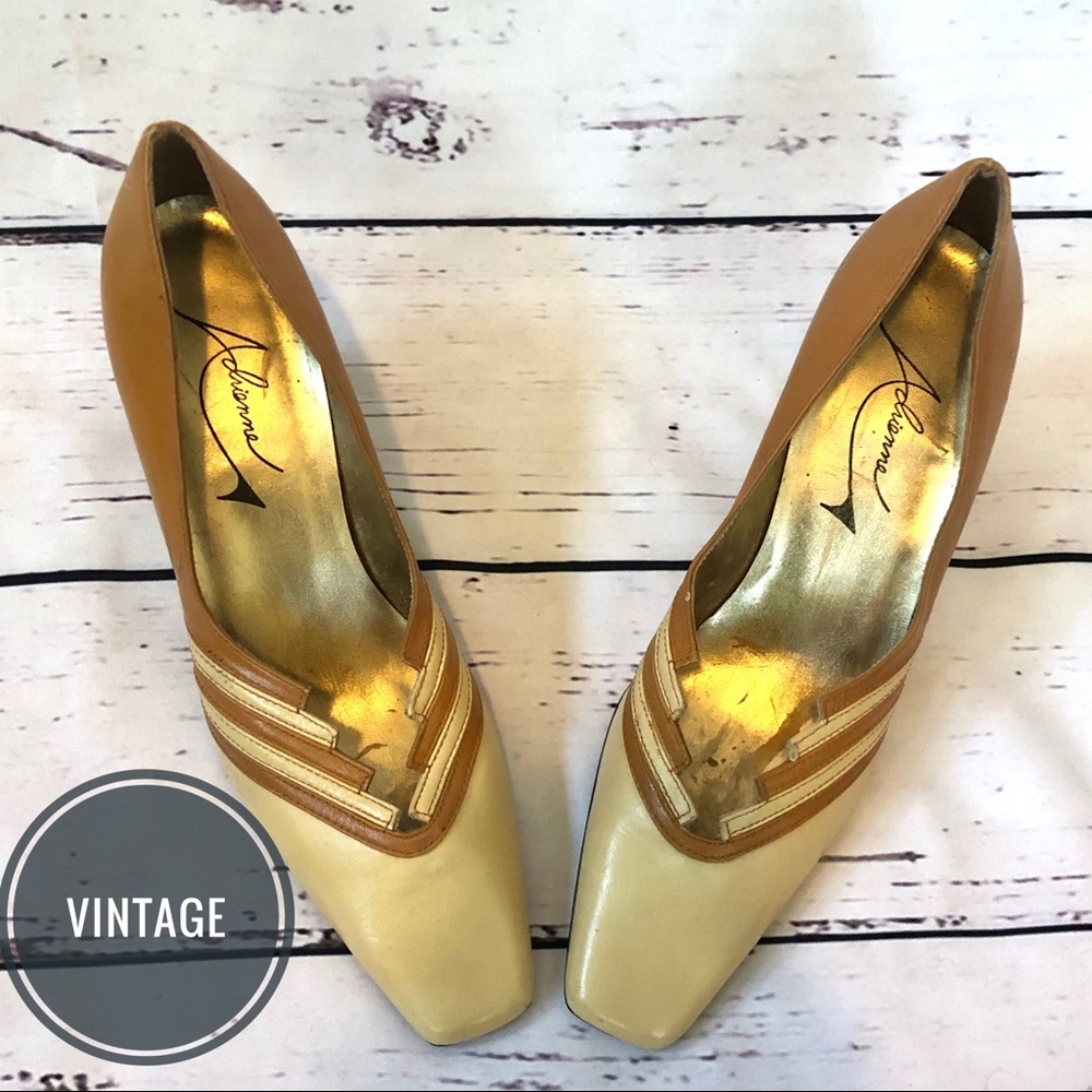 Vintage 80’s Adrienne Unique Retro Leather Pumps